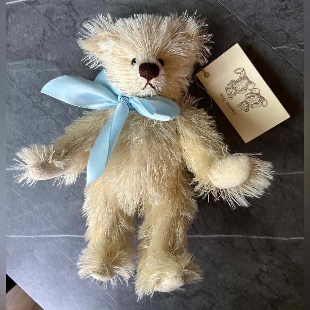 Sweetie Bear with cream blue ribbon‎